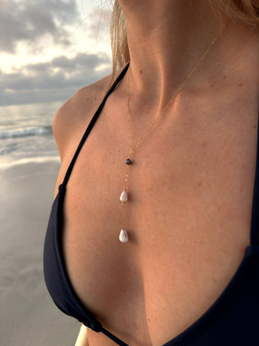 The "Danielle" - Double Shell Drop Necklace